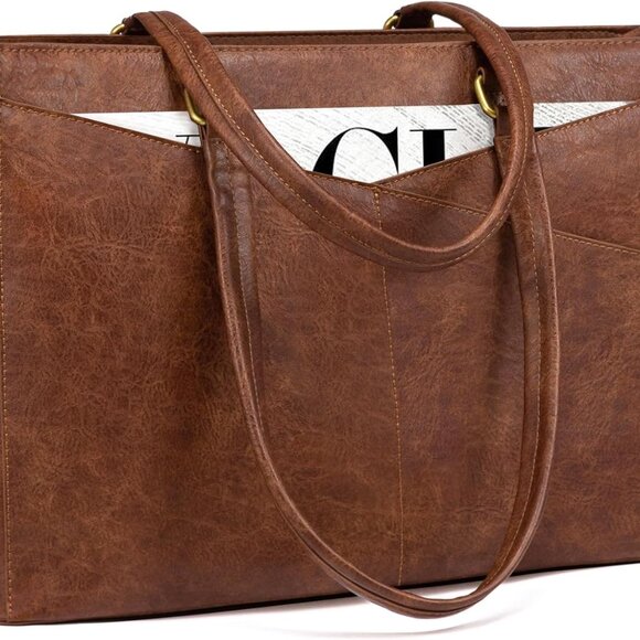 Laptop Bag for Women,15.6 Inch Laptop Tote Bag for Women,Vintage Leather Work To